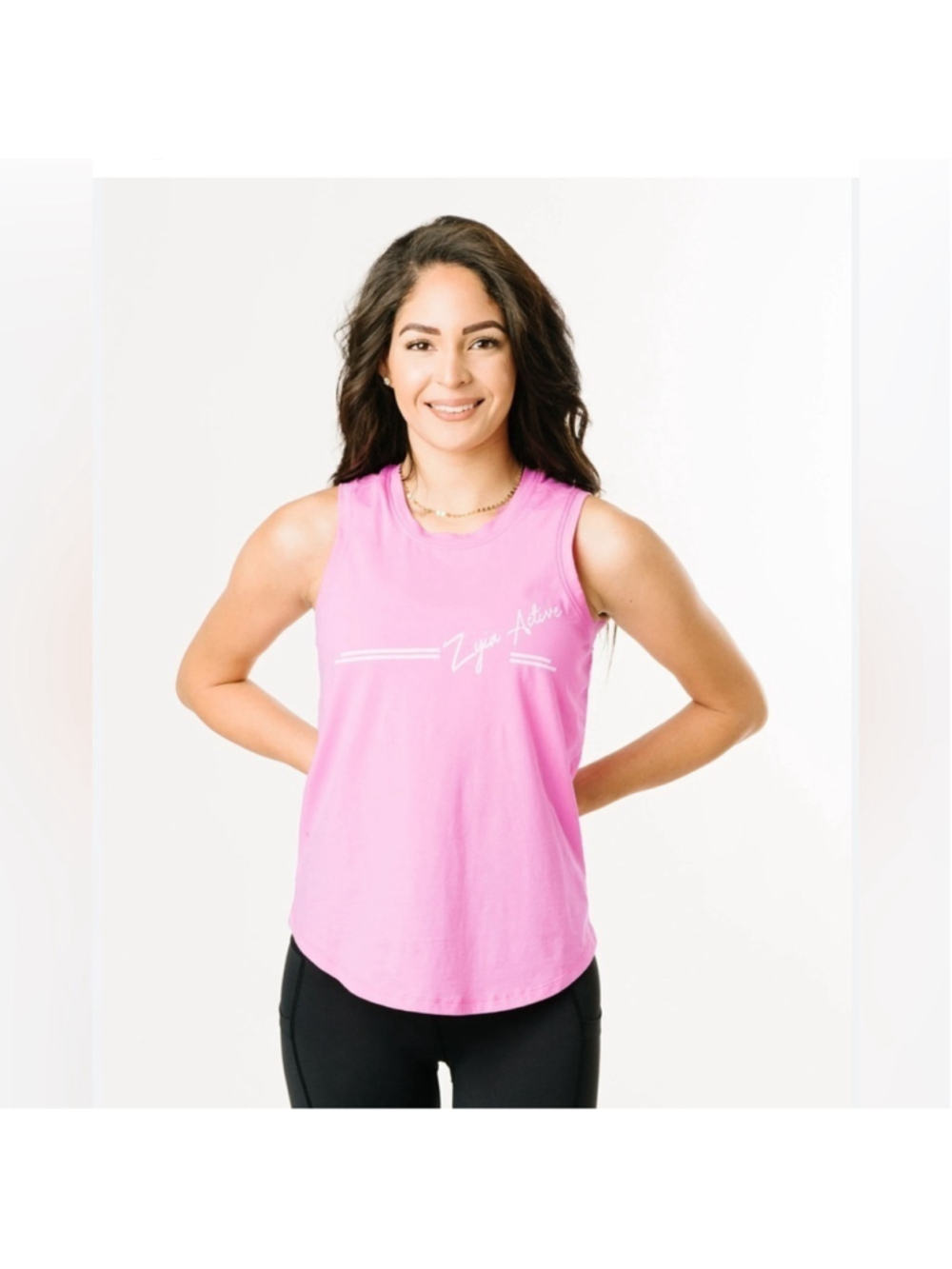 Zyia activewear workout pink tank top Size small